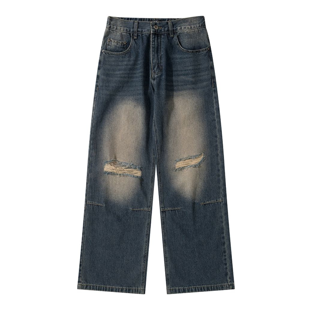 【MR nearly】Vintage ripped washed jeans MR0033