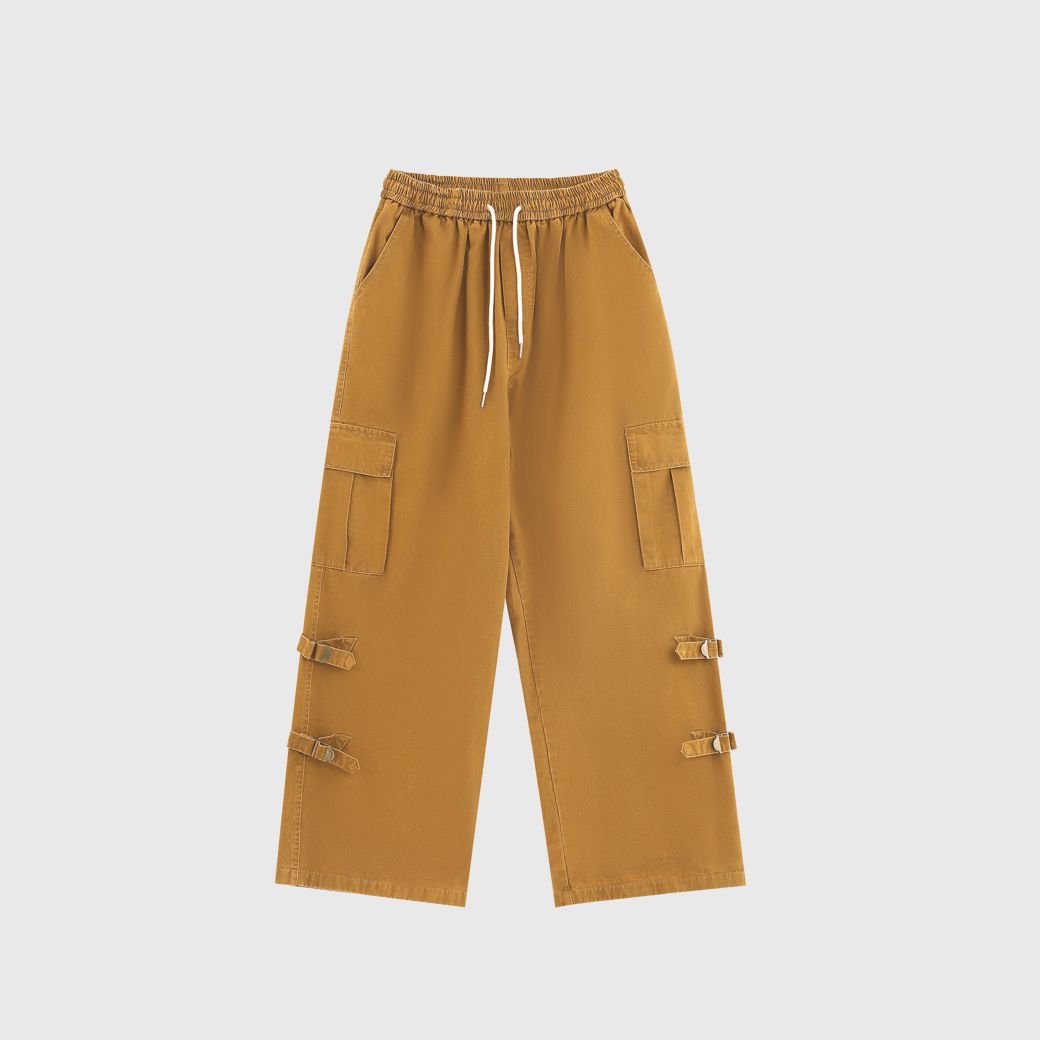 【INS】Belt detail flap pocket loose pants IN0006