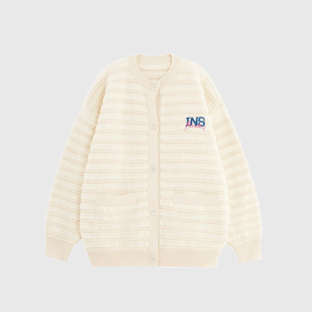 [INS] Sleeve rib striped knit cardigan IN0003