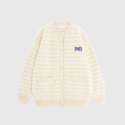 [INS] Sleeve rib striped knit cardigan IN0003