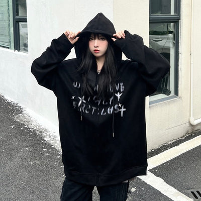 Fuzzy print full zip hoodie HL2845