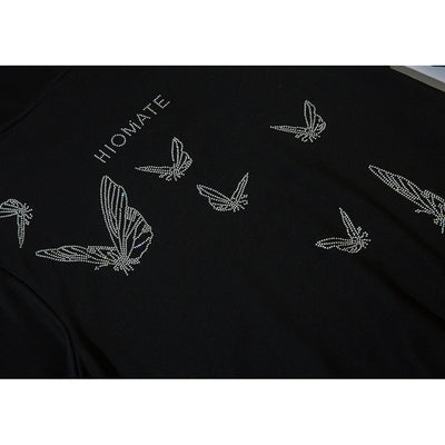 【NIHAOHAO】Butterfly graphic chain drawstring hoodie  NH0027