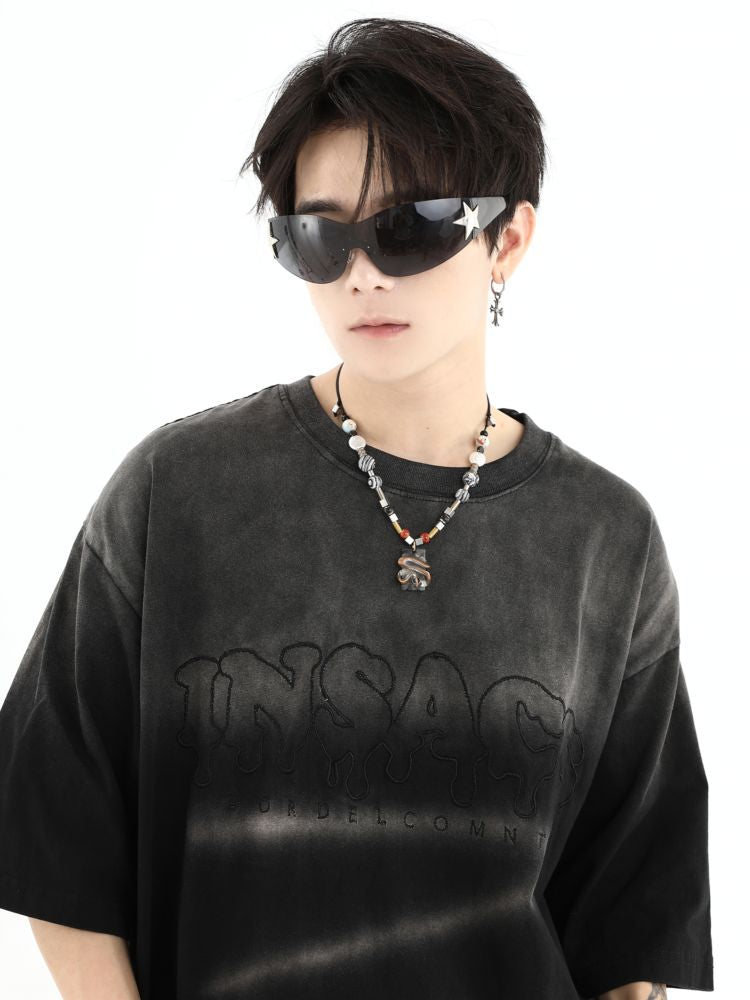 【INS】Logo Embroidered Graffiti Short Sleeve T-shirt  IN0009
