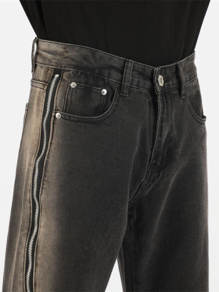 【MAXDSTR】Diagonal zip design flare jeans  MD0033