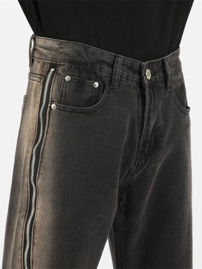 [MAXDSTR] Diagonal zip design flare jeans MD0033