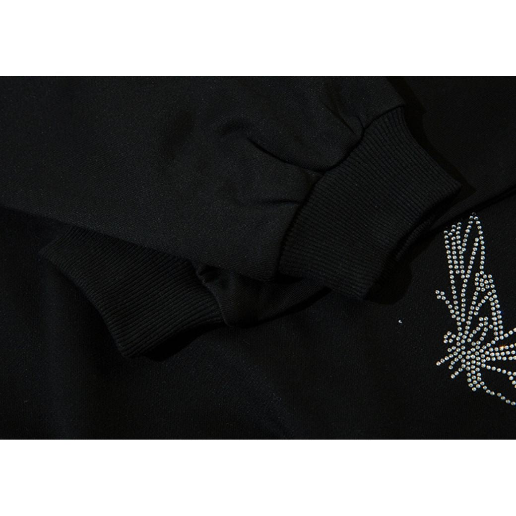 【NIHAOHAO】Butterfly graphic chain drawstring hoodie  NH0027