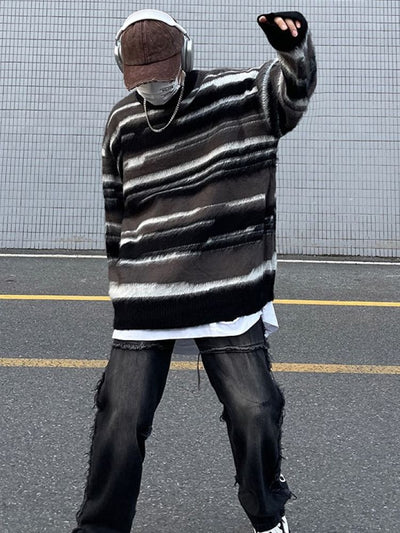 【CEDY】Striped loose knit sweater  CD0005
