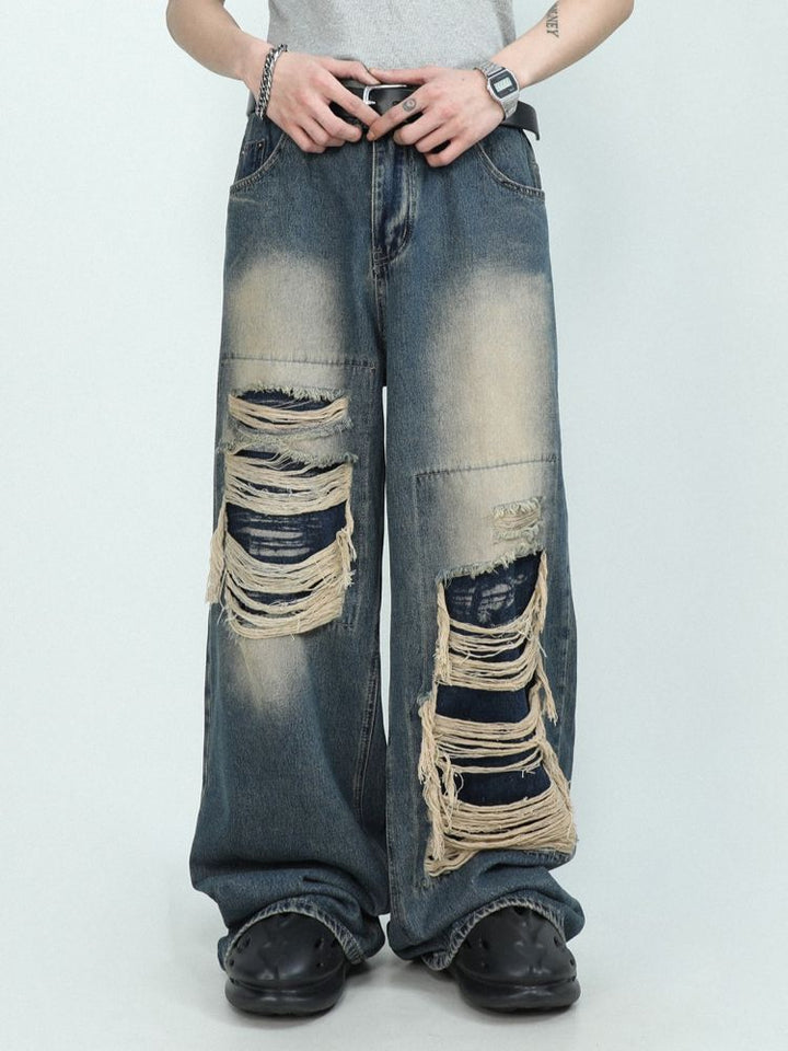 MR NEARLY★Vintage Fold Over Straight Embroidered Jeans MR19 Mr Completely MRC Factory Reversed Selvedge Jeans 31x32