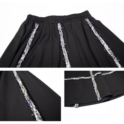 【CHICSKY】Classic black stitch A-line skirt  CH0008