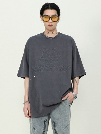 【MR nearly】Vintage logo embroidered loose T-shirt  MR0022