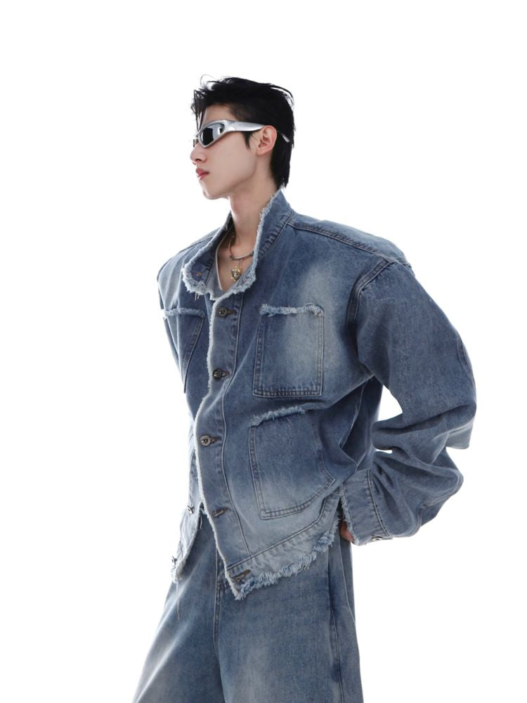 【Culture E】Shoulder pad washed denim jacket CE0043