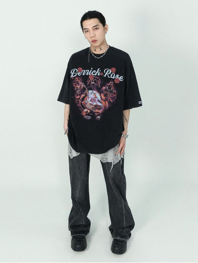【MR nearly】Basketball graphic loose T-shirt MR0030