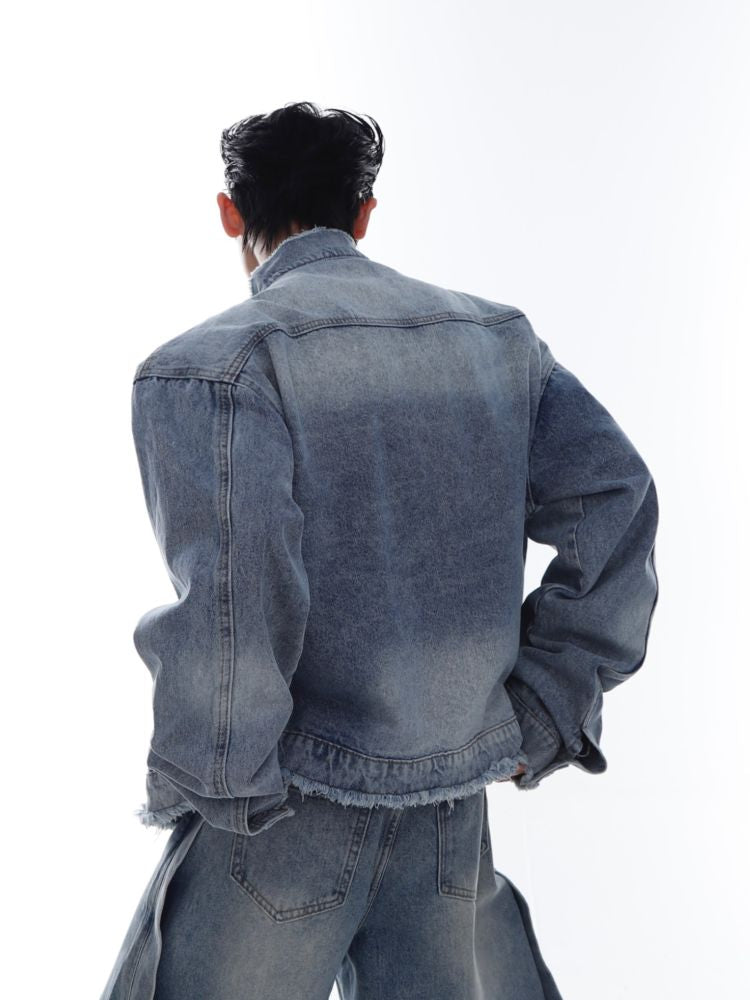 【Culture E】Shoulder pad washed denim jacket  CE0043