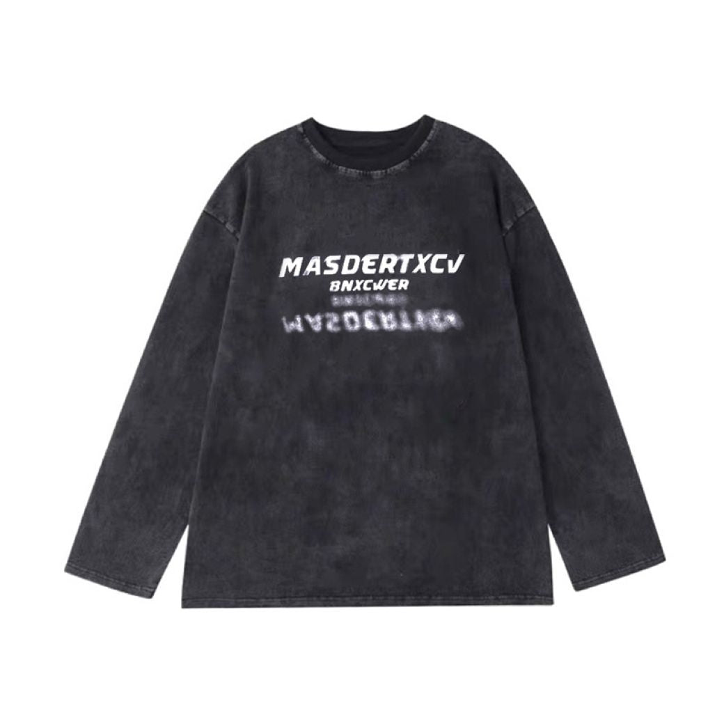 Letter print washed loose long-sleeved T-shirt HL2863 – HI
