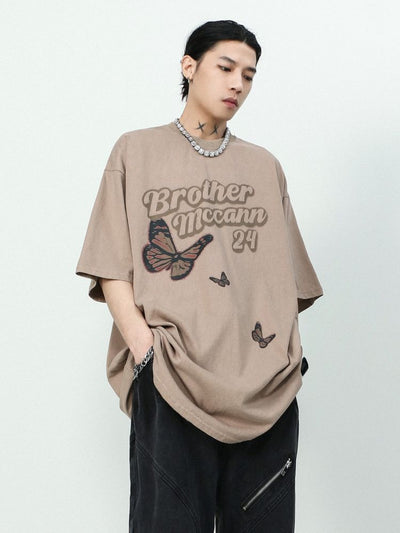 【MR nearly】Butterfly print short-sleeved T-shirt  MR0027