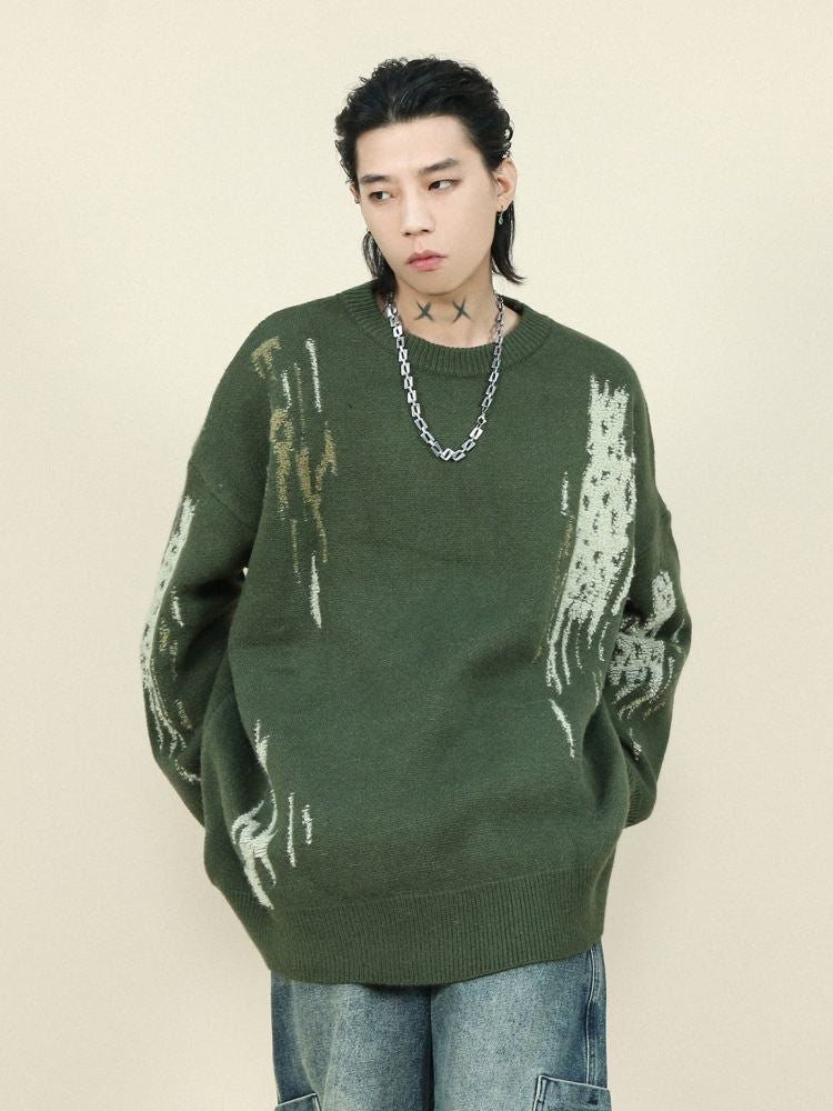 【MR nearly】Painted jacquard pullover knit  MR0019