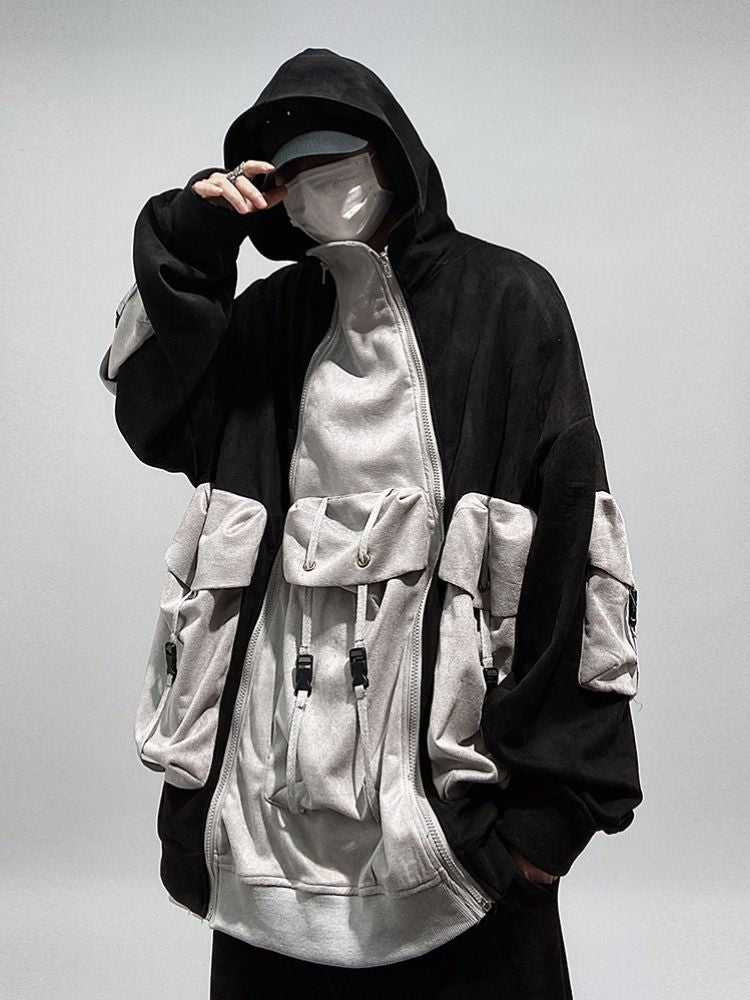 【UUCSCC】Zip design multi-pocket hoodie  US0024