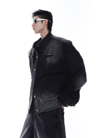 【Culture E】Shoulder pad washed denim jacket  CE0043