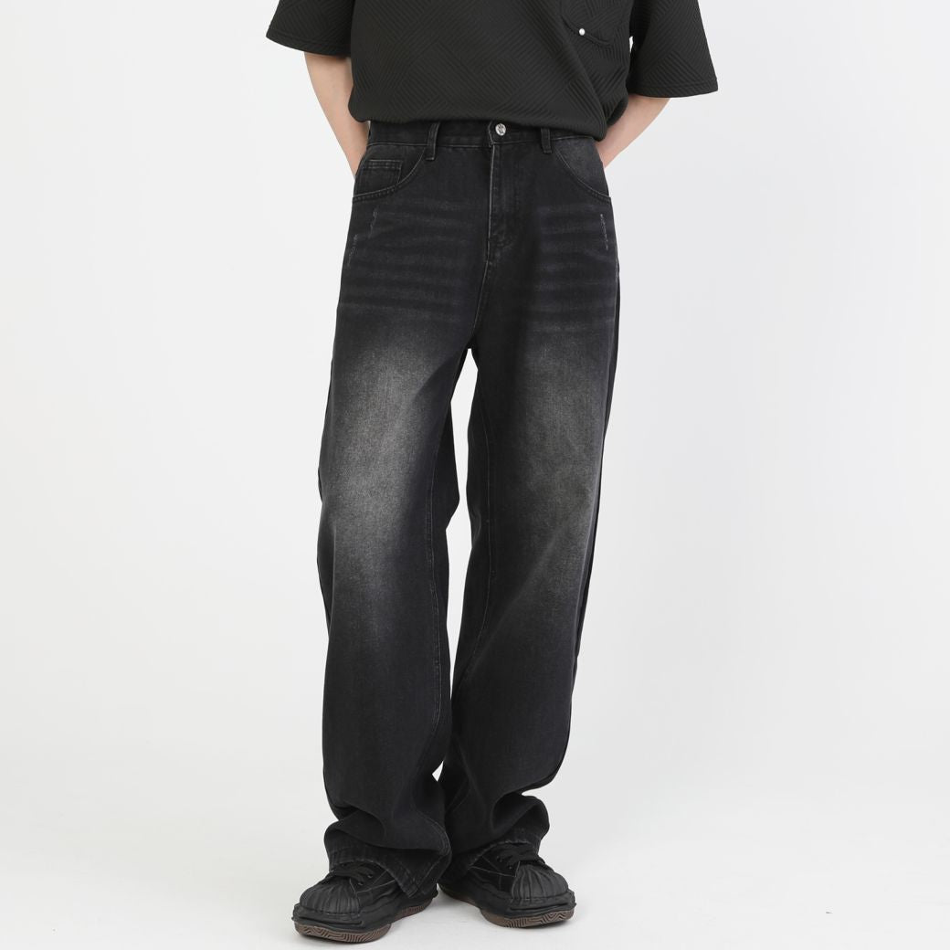 [BOB] Black color straight wide leg jeans BO0012