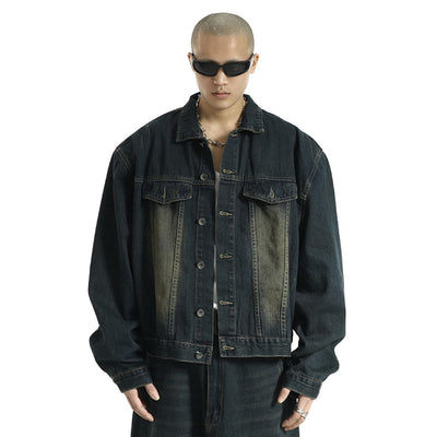 【MEBXX】Retro silhouette washed denim jacket  MX0013