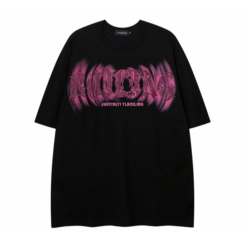 【VEG Dream】Glitter graffiti letter print short-sleeved T-shirt  VD0164
