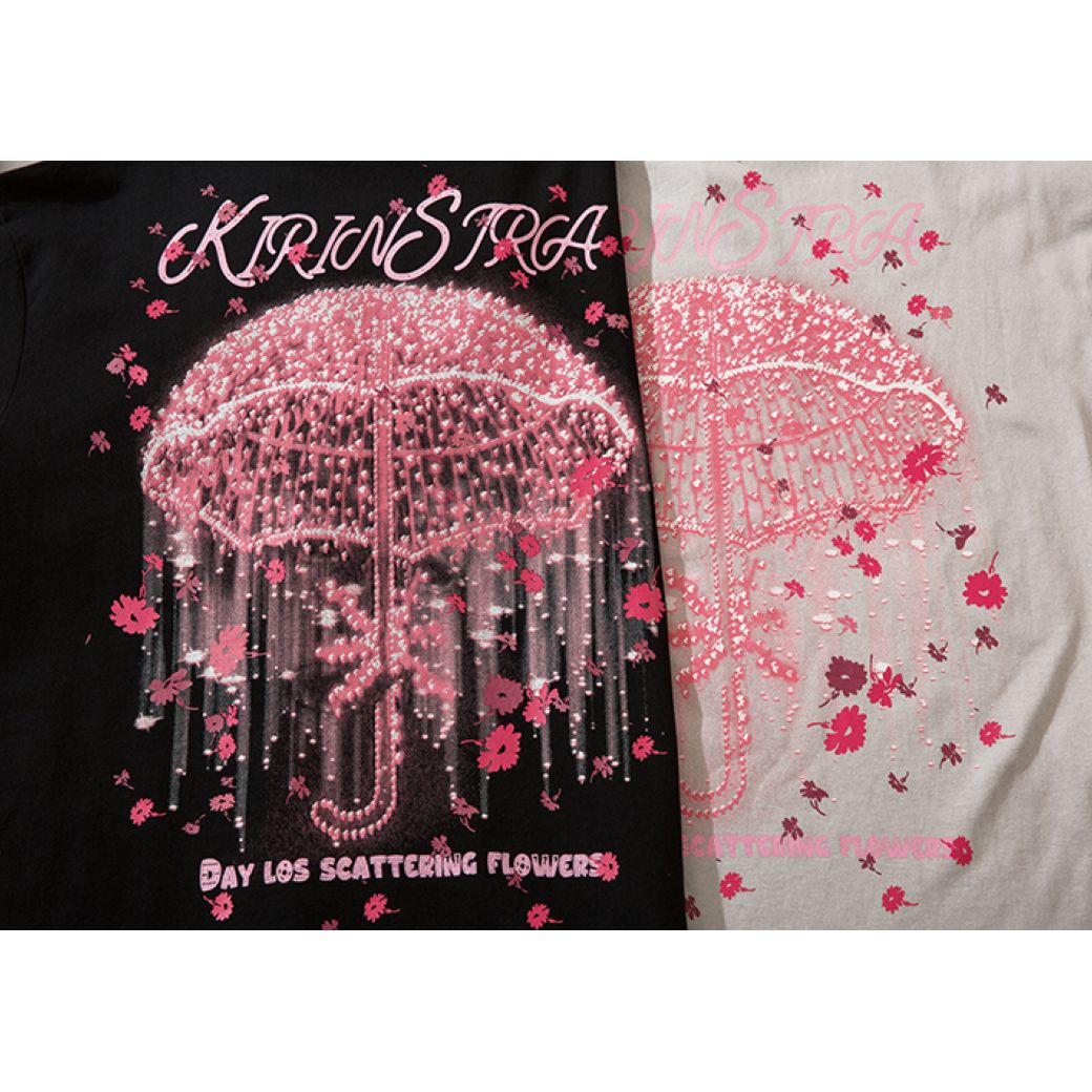 [NIHAOHAO] Umbrella flower graphic print long sleeve T-shirt NH0033