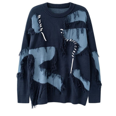 【NIHAOHAO】Contrast color distressed knit  NH0014