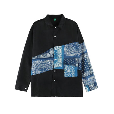 Paisley pattern switching long-sleeved shirt  HL2850