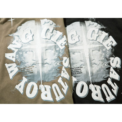 【NIHAOHAO】Back graphic print full zip hoodie  NH0020