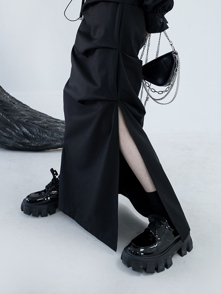 CHICSKY】High waist side slit A-line long skirt CH0001 – HI
