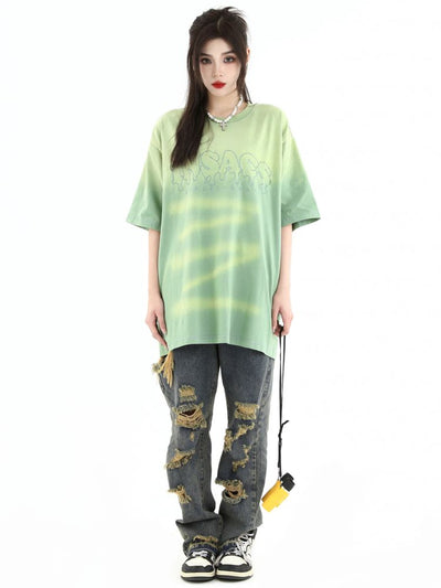 【INS】Logo Embroidered Graffiti Short Sleeve T-shirt  IN0009