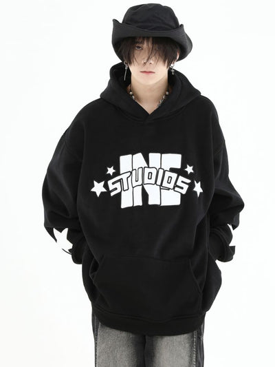 【INS】Star Logo Suede Patch Hoodie  IN0007