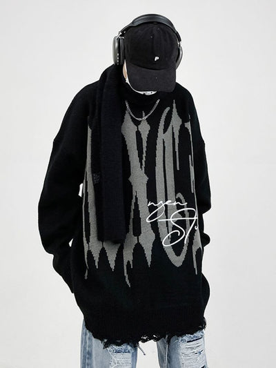 【CEDY】Damaged hem loose oversized sweater  CD0011