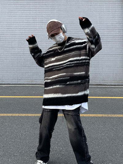 【CEDY】Striped loose knit sweater  CD0005