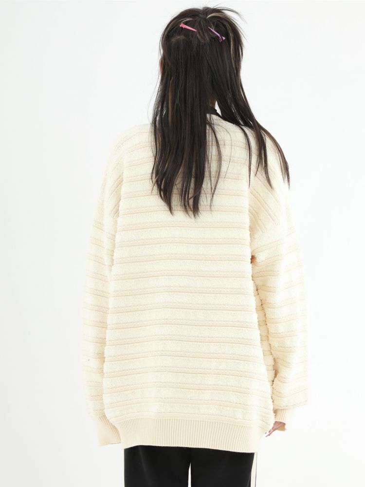 【INS】Sleeve rib striped knit cardigan  IN0003