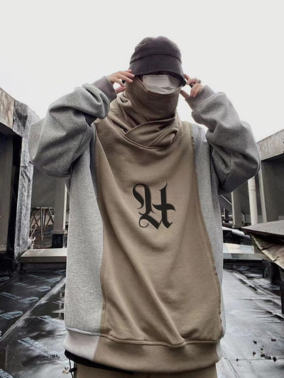 【UUCSCC】Contrast color hooded pullover sweater  US0025