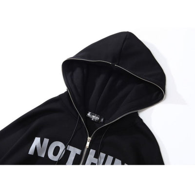 【NIHAOHAO】Back graphic print full zip hoodie  NH0025