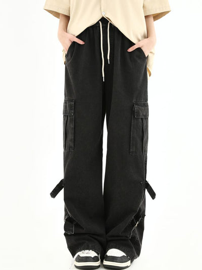 【INS】Belt detail flap pocket loose pants IN0006