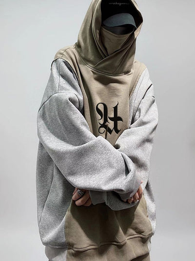 【UUCSCC】Contrast color hooded pullover sweater  US0025