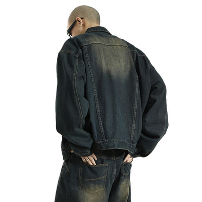 【MEBXX】Retro silhouette washed denim jacket  MX0013