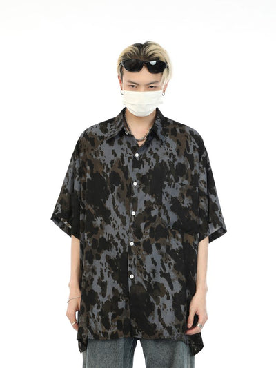 【MAXDSTR】Ink print oversized drape shirt  MD0036
