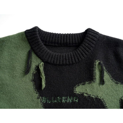 [NIHAOHAO] Jacquard fringe knit sweater NH0013