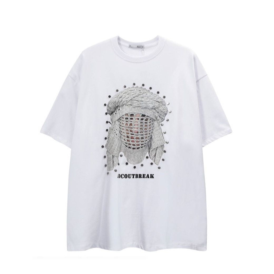 【VEG Dream】Rivet design graphic print half sleeve T-shirt  VD0151