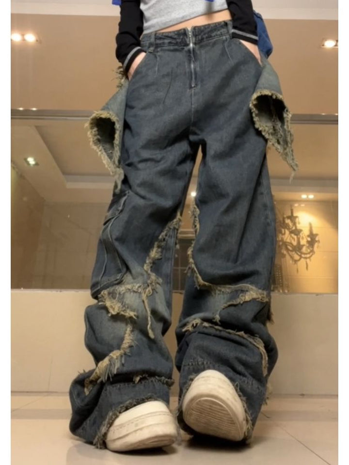 MASONPRINCE ジーンズ ワイドシルエット サイドベルト付き