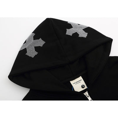 [NIHAOHAO] Cross design letter print hoodie NH0023