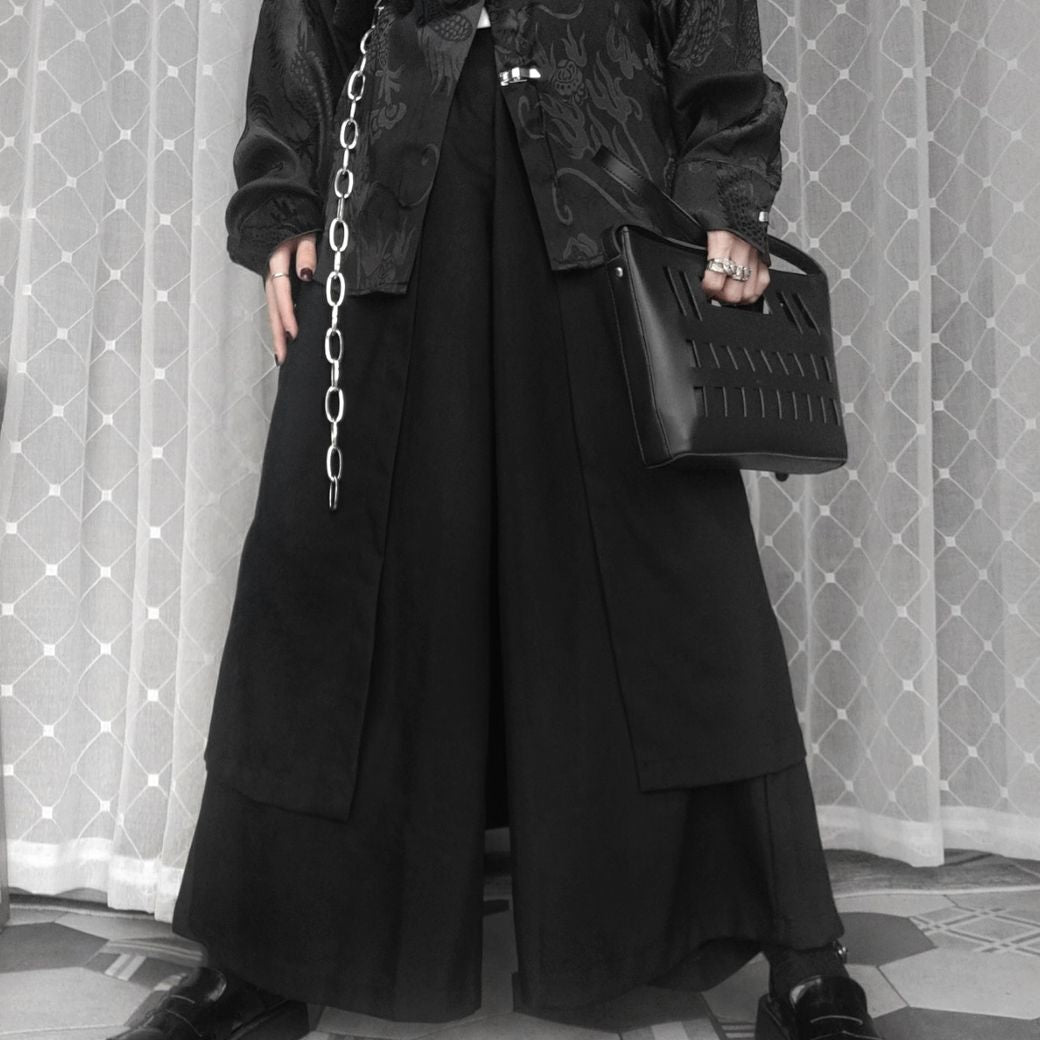 【OURO】Fake two-piece design wide leg pants  OR0004