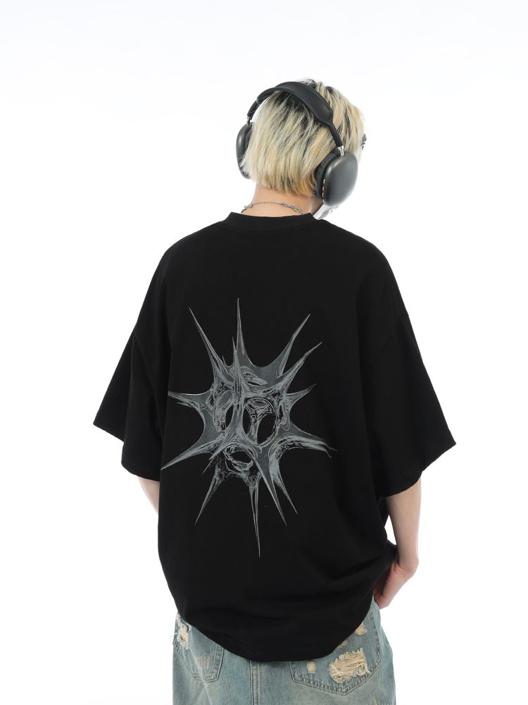 【MAXDSTR】Thorn sphere print short-sleeved T-shirt MD0056