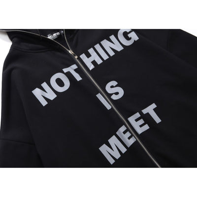 【NIHAOHAO】Back graphic print full zip hoodie  NH0025