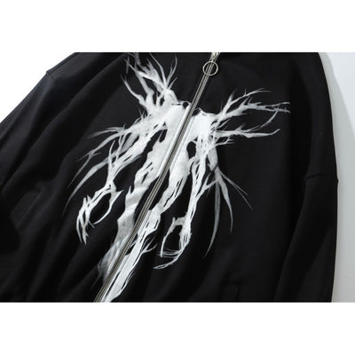 [NIHAOHAO] Skull full zip oversized hoodie NH0024