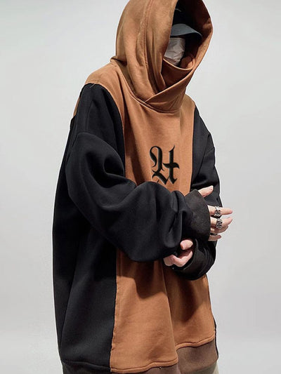 【UUCSCC】Contrast color hooded pullover sweater  US0025
